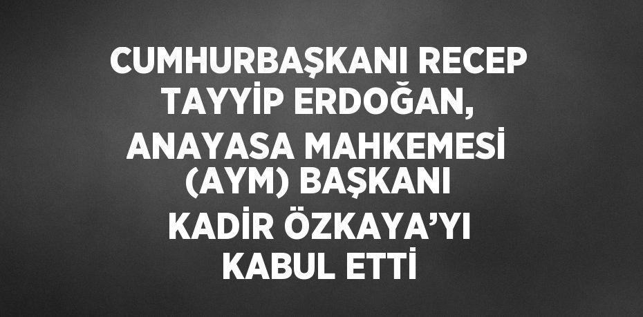 CUMHURBAŞKANI RECEP TAYYİP ERDOĞAN, ANAYASA MAHKEMESİ (AYM) BAŞKANI KADİR ÖZKAYA’YI KABUL ETTİ