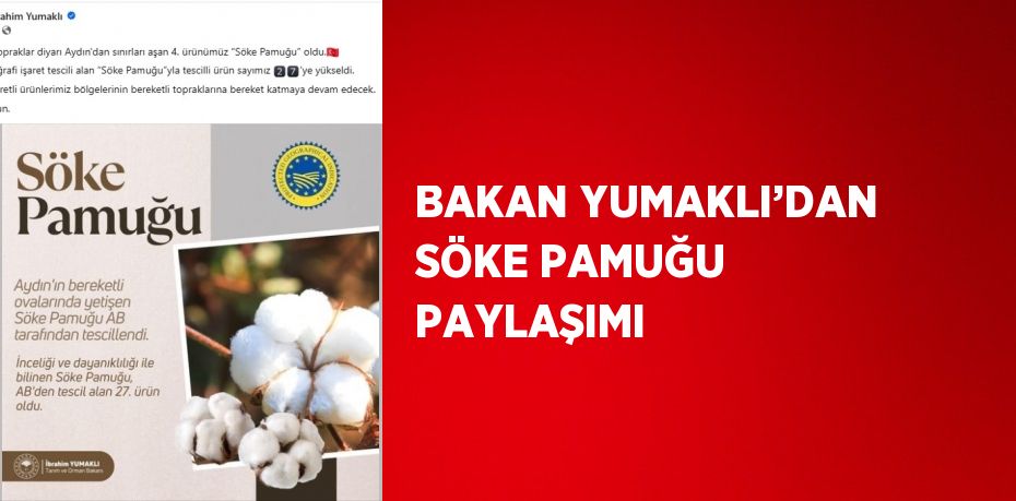 BAKAN YUMAKLI’DAN SÖKE PAMUĞU PAYLAŞIMI