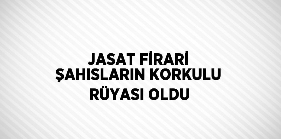 JASAT FİRARİ ŞAHISLARIN KORKULU RÜYASI OLDU