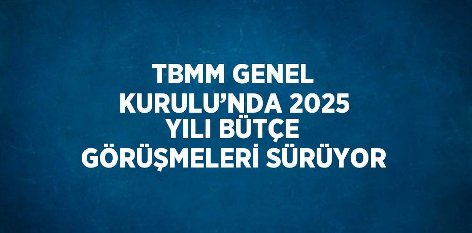 TBMM GENEL KURULU’NDA 2025 YILI BÜTÇE GÖRÜŞMELERİ SÜRÜYOR