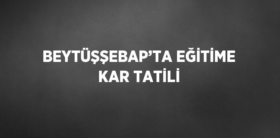 BEYTÜŞŞEBAP’TA EĞİTİME KAR TATİLİ