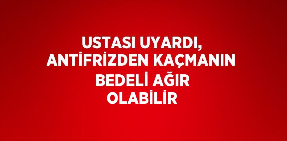 USTASI UYARDI, ANTİFRİZDEN KAÇMANIN BEDELİ AĞIR OLABİLİR