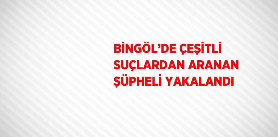 BİNGÖL’DE ÇEŞİTLİ SUÇLARDAN ARANAN ŞÜPHELİ YAKALANDI