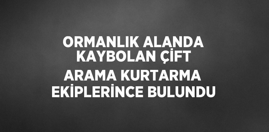 ORMANLIK ALANDA KAYBOLAN ÇİFT ARAMA KURTARMA EKİPLERİNCE BULUNDU