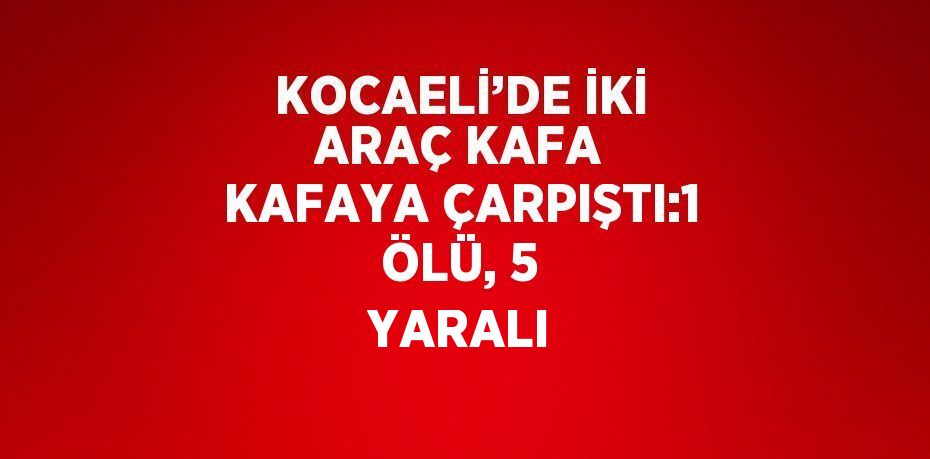 KOCAELİ’DE İKİ ARAÇ KAFA KAFAYA ÇARPIŞTI:1 ÖLÜ, 5 YARALI