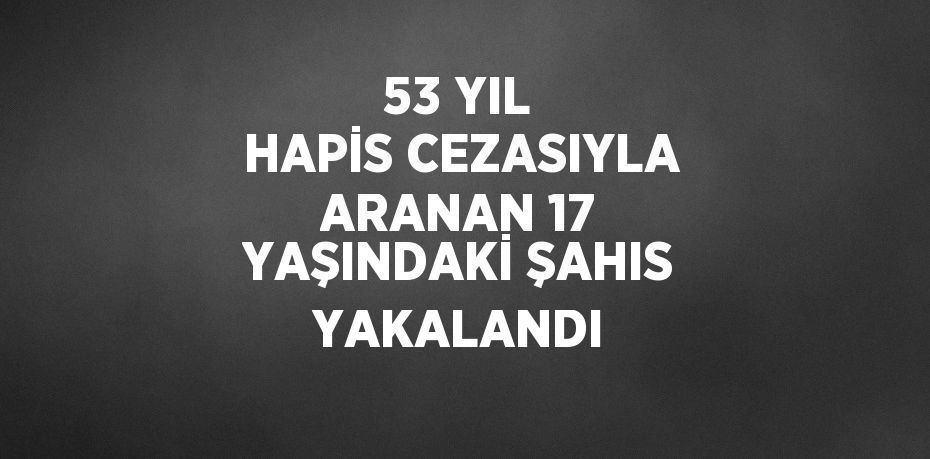 53 YIL HAPİS CEZASIYLA ARANAN 17 YAŞINDAKİ ŞAHIS YAKALANDI