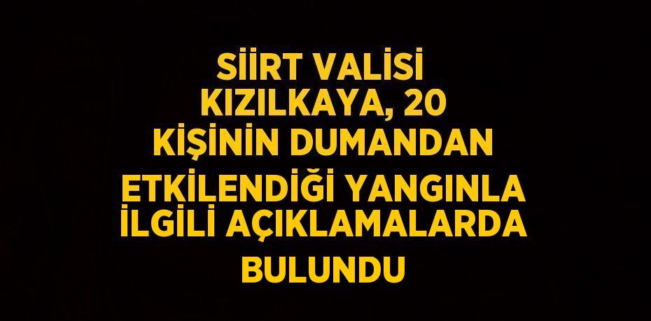 SİİRT VALİSİ KIZILKAYA, 20 KİŞİNİN DUMANDAN ETKİLENDİĞİ YANGINLA İLGİLİ AÇIKLAMALARDA BULUNDU