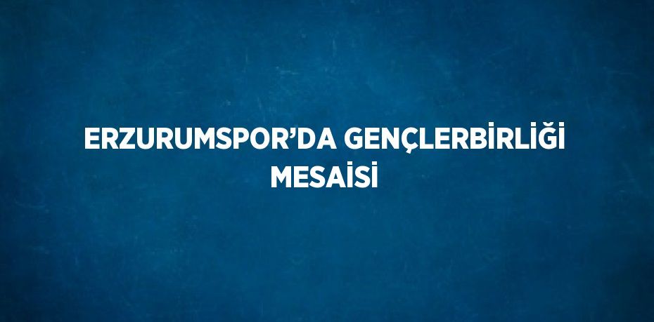 ERZURUMSPOR’DA GENÇLERBİRLİĞİ MESAİSİ