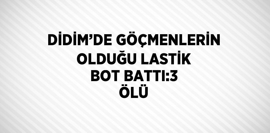 DİDİM’DE GÖÇMENLERİN OLDUĞU LASTİK BOT BATTI:3 ÖLÜ