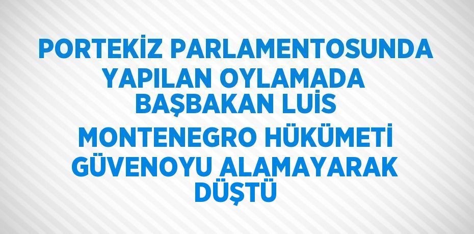 PORTEKİZ PARLAMENTOSUNDA YAPILAN OYLAMADA BAŞBAKAN LUİS MONTENEGRO HÜKÜMETİ GÜVENOYU ALAMAYARAK DÜŞTÜ