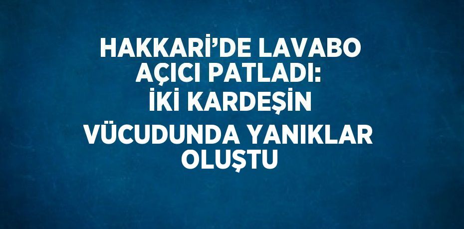 HAKKARİ’DE LAVABO AÇICI PATLADI: İKİ KARDEŞİN VÜCUDUNDA YANIKLAR OLUŞTU