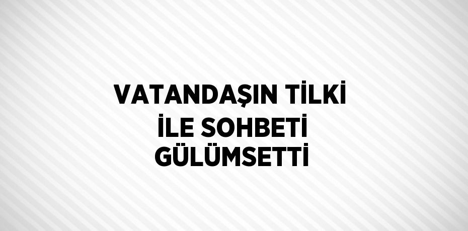 VATANDAŞIN TİLKİ İLE SOHBETİ GÜLÜMSETTİ