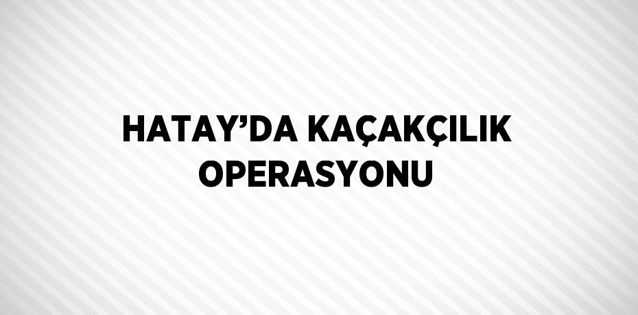 HATAY’DA KAÇAKÇILIK OPERASYONU