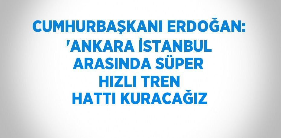 CUMHURBAŞKANI ERDOĞAN: 'ANKARA İSTANBUL ARASINDA SÜPER HIZLI TREN HATTI KURACAĞIZ