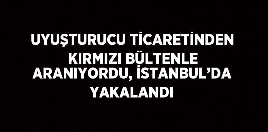 UYUŞTURUCU TİCARETİNDEN KIRMIZI BÜLTENLE ARANIYORDU, İSTANBUL’DA YAKALANDI