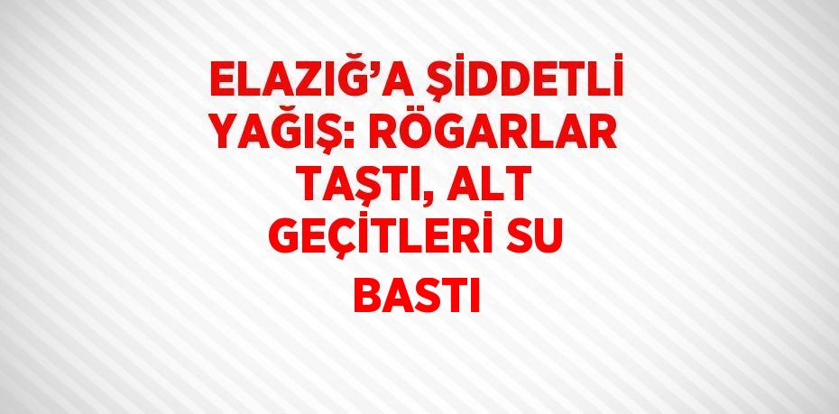 ELAZIĞ’A ŞİDDETLİ YAĞIŞ: RÖGARLAR TAŞTI, ALT GEÇİTLERİ SU BASTI