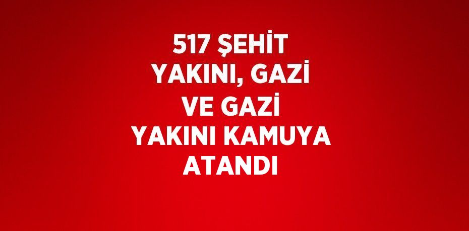 517 ŞEHİT YAKINI, GAZİ VE GAZİ YAKINI KAMUYA ATANDI