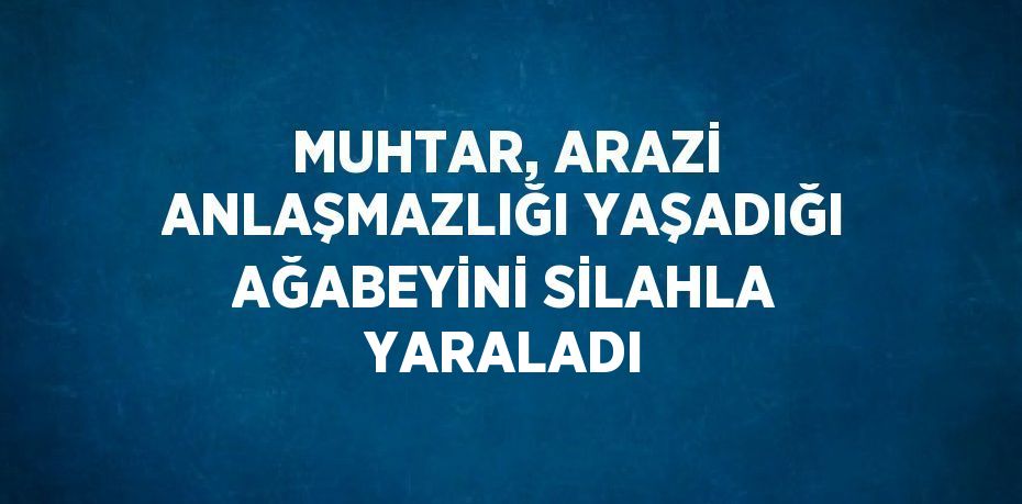 MUHTAR, ARAZİ ANLAŞMAZLIĞI YAŞADIĞI AĞABEYİNİ SİLAHLA YARALADI