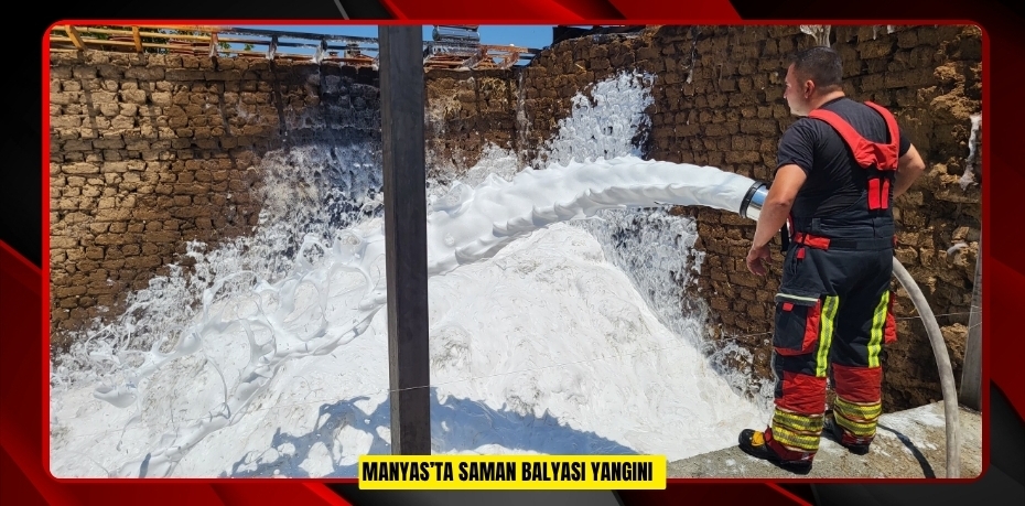 Manyas’ta saman balyası yangını  