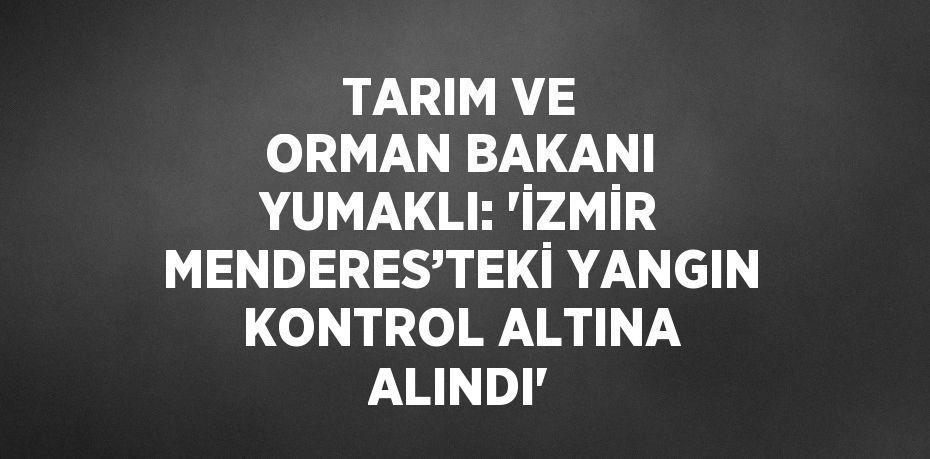 TARIM VE ORMAN BAKANI YUMAKLI: 'İZMİR MENDERES’TEKİ YANGIN KONTROL ALTINA ALINDI'