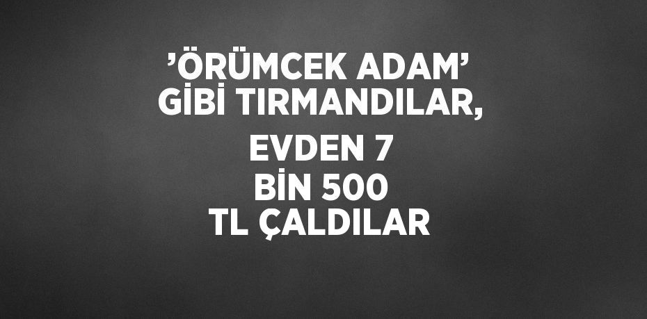 ’ÖRÜMCEK ADAM’ GİBİ TIRMANDILAR, EVDEN 7 BİN 500 TL ÇALDILAR