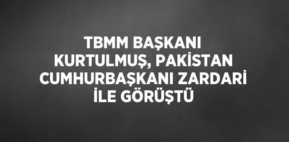 TBMM BAŞKANI KURTULMUŞ, PAKİSTAN CUMHURBAŞKANI ZARDARİ İLE GÖRÜŞTÜ