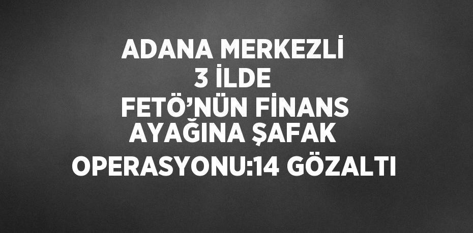 ADANA MERKEZLİ 3 İLDE FETÖ’NÜN FİNANS AYAĞINA ŞAFAK OPERASYONU:14 GÖZALTI