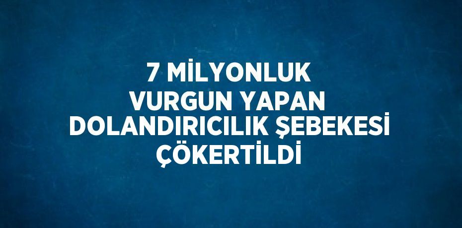 7 MİLYONLUK VURGUN YAPAN DOLANDIRICILIK ŞEBEKESİ ÇÖKERTİLDİ