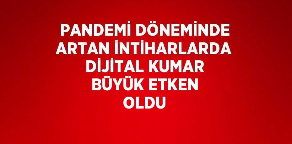 PANDEMİ DÖNEMİNDE ARTAN İNTİHARLARDA DİJİTAL KUMAR BÜYÜK ETKEN OLDU