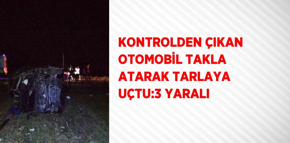 KONTROLDEN ÇIKAN OTOMOBİL TAKLA ATARAK TARLAYA UÇTU:3 YARALI