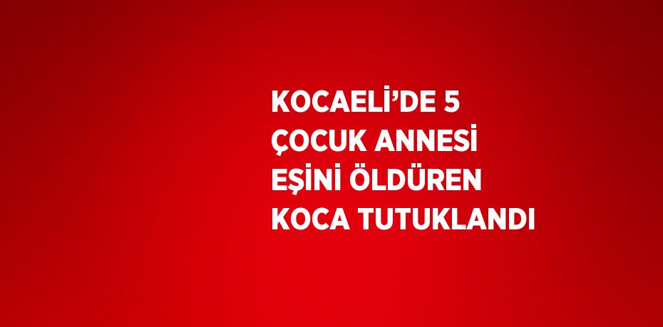 KOCAELİ’DE 5 ÇOCUK ANNESİ EŞİNİ ÖLDÜREN KOCA TUTUKLANDI