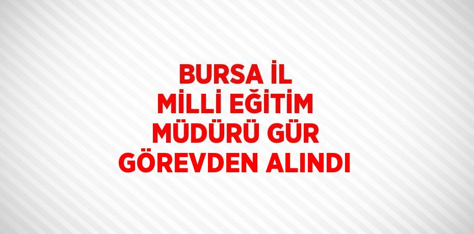 BURSA İL MİLLİ EĞİTİM MÜDÜRÜ GÜR GÖREVDEN ALINDI