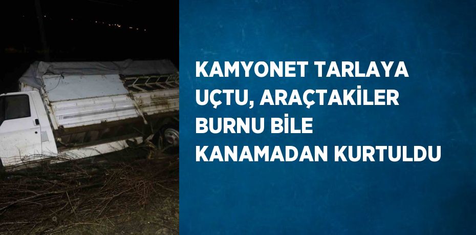 KAMYONET TARLAYA UÇTU, ARAÇTAKİLER BURNU BİLE KANAMADAN KURTULDU