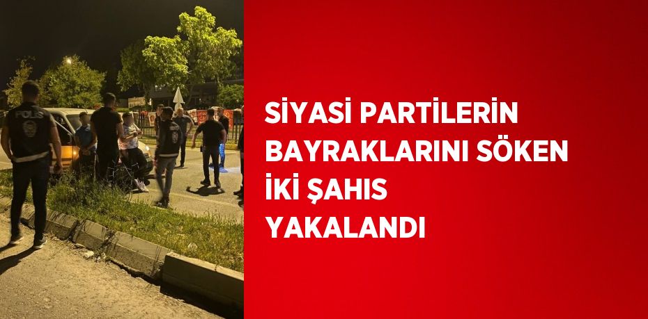 SİYASİ PARTİLERİN BAYRAKLARINI SÖKEN İKİ ŞAHIS YAKALANDI