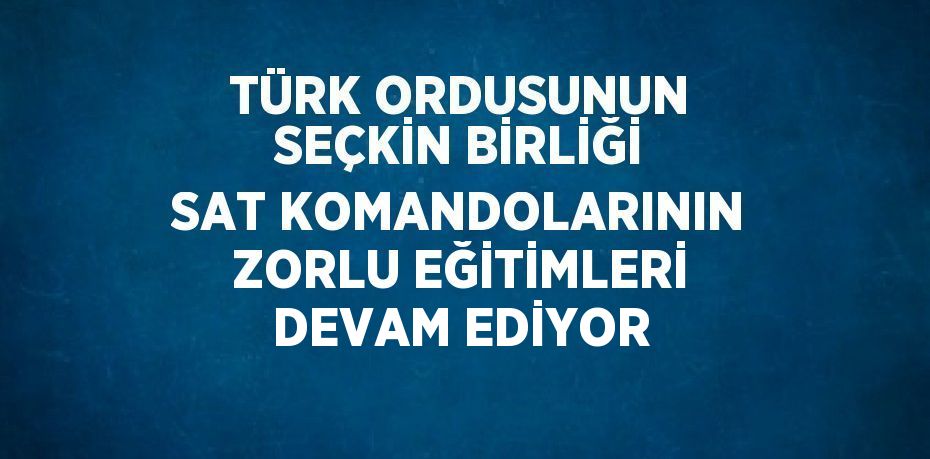 TÜRK ORDUSUNUN SEÇKİN BİRLİĞİ SAT KOMANDOLARININ ZORLU EĞİTİMLERİ DEVAM EDİYOR