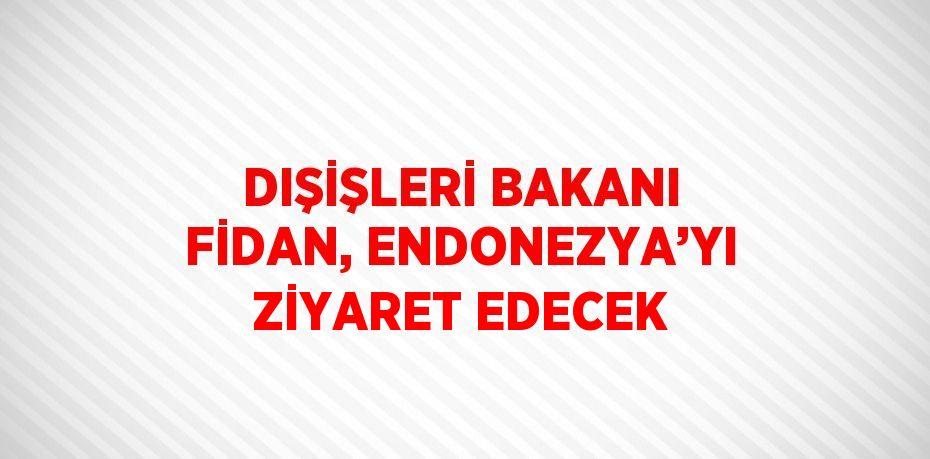 DIŞİŞLERİ BAKANI FİDAN, ENDONEZYA’YI ZİYARET EDECEK