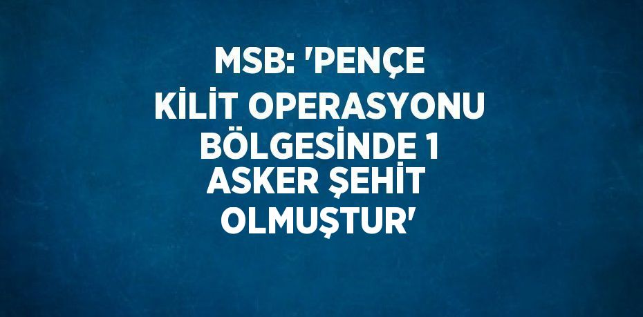 MSB: 'PENÇE KİLİT OPERASYONU BÖLGESİNDE 1 ASKER ŞEHİT OLMUŞTUR'