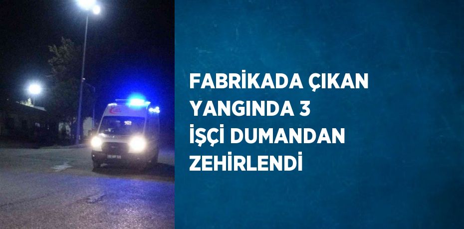 FABRİKADA ÇIKAN YANGINDA 3 İŞÇİ DUMANDAN ZEHİRLENDİ