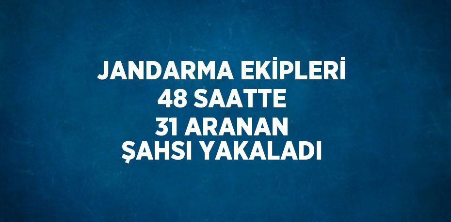 JANDARMA EKİPLERİ 48 SAATTE 31 ARANAN ŞAHSI YAKALADI