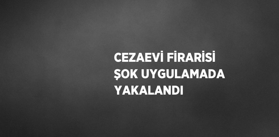 CEZAEVİ FİRARİSİ ŞOK UYGULAMADA YAKALANDI