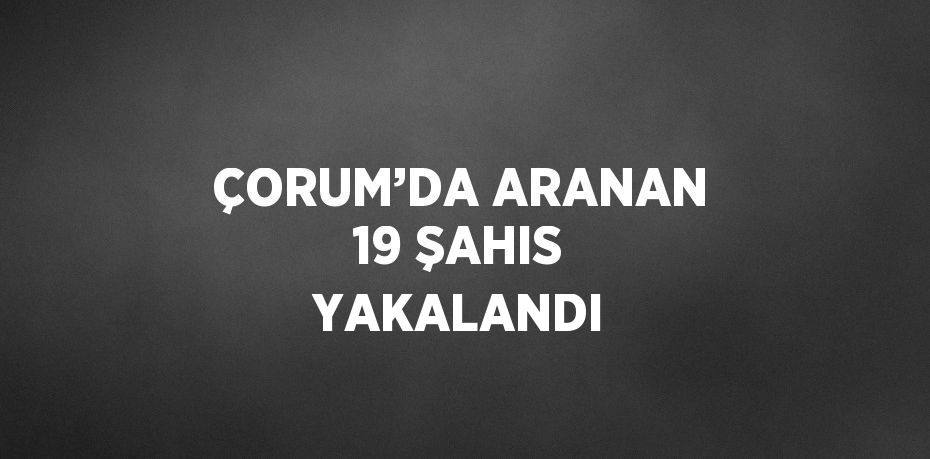 ÇORUM’DA ARANAN 19 ŞAHIS YAKALANDI