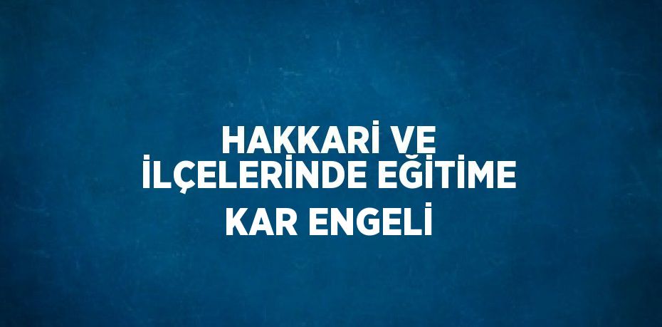 HAKKARİ VE İLÇELERİNDE EĞİTİME KAR ENGELİ