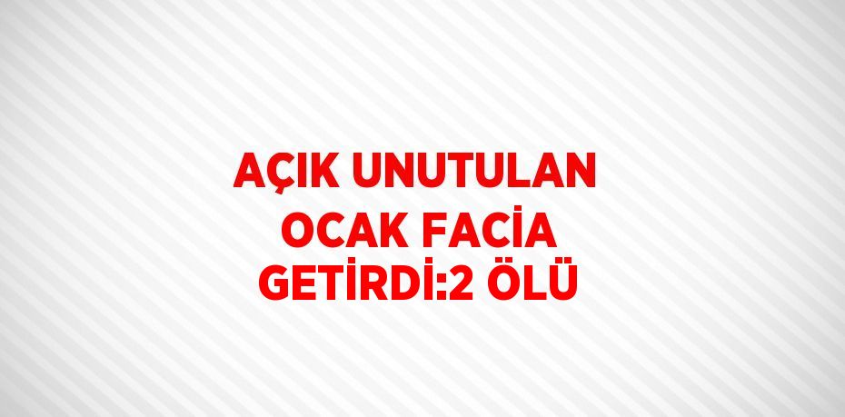 AÇIK UNUTULAN OCAK FACİA GETİRDİ:2 ÖLÜ