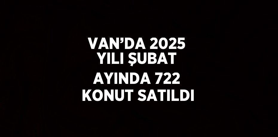 VAN’DA 2025 YILI ŞUBAT AYINDA 722 KONUT SATILDI