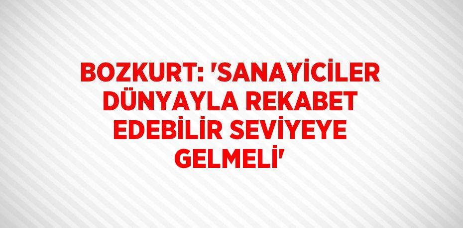 BOZKURT: 'SANAYİCİLER DÜNYAYLA REKABET EDEBİLİR SEVİYEYE GELMELİ'