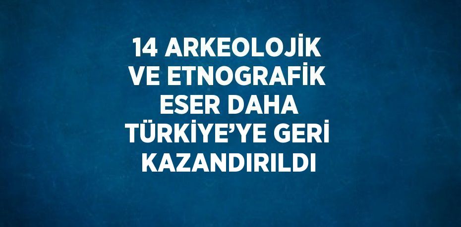 14 ARKEOLOJİK VE ETNOGRAFİK ESER DAHA TÜRKİYE’YE GERİ KAZANDIRILDI