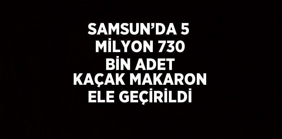 SAMSUN’DA 5 MİLYON 730 BİN ADET KAÇAK MAKARON ELE GEÇİRİLDİ