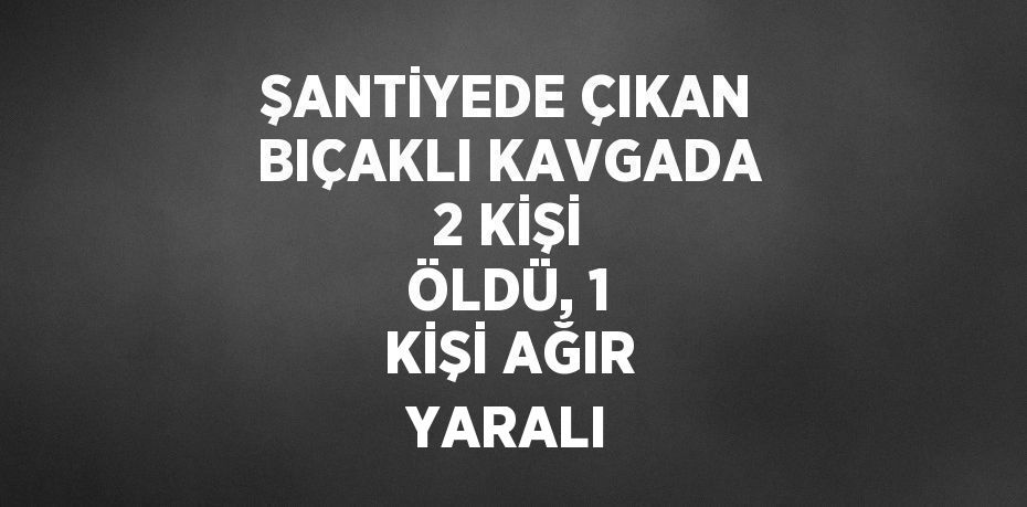 ŞANTİYEDE ÇIKAN BIÇAKLI KAVGADA 2 KİŞİ ÖLDÜ, 1 KİŞİ AĞIR YARALI