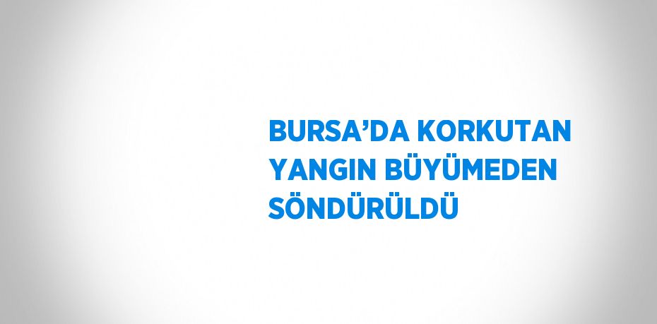 BURSA’DA KORKUTAN YANGIN BÜYÜMEDEN SÖNDÜRÜLDÜ