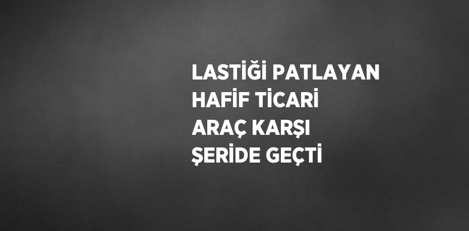 LASTİĞİ PATLAYAN HAFİF TİCARİ ARAÇ KARŞI ŞERİDE GEÇTİ